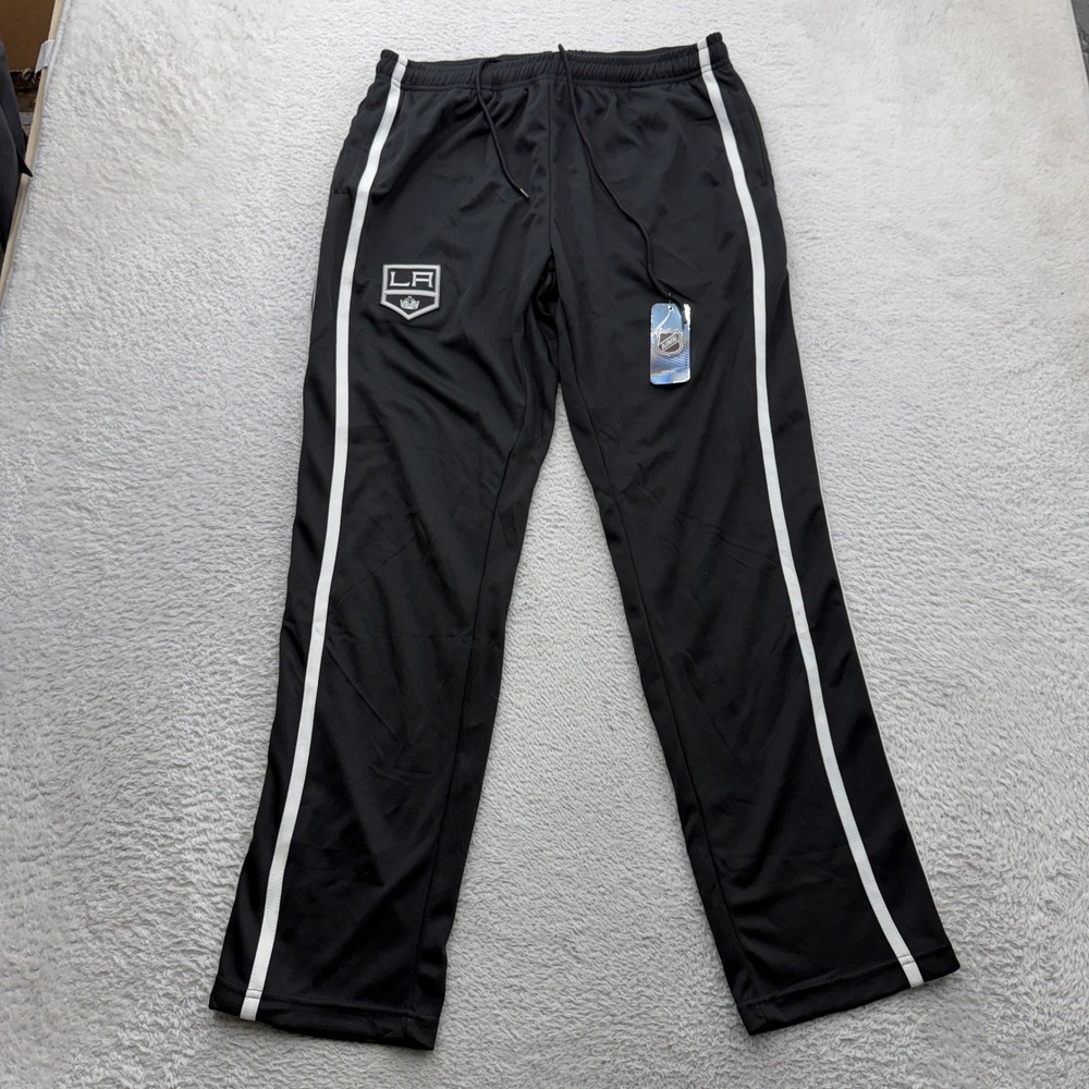 Calhoun NHL Los Angeles Kings Black White Striped Track Pants Mens Large NWT